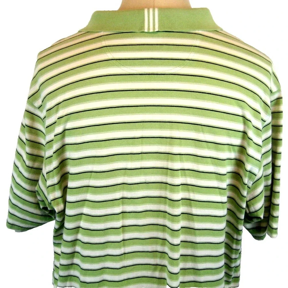 Mens Adidas ClimLite Green Stripe Cotton SS Polo Golf Shirt sz 2XL